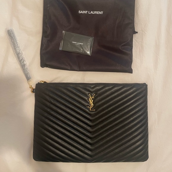 Saint Laurent Large Monogram Logo Pouch with wristlet - Picture 3 of 10